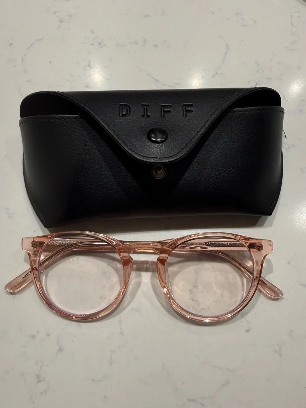 DIFF Sawyer Clear Pink Round Frame Blue-Light‎ Blocking Women's Glasses
